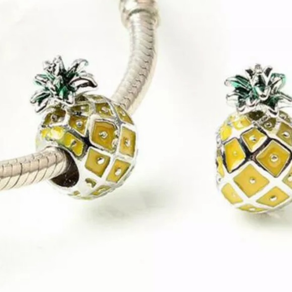 NEW•Silver & Enamel Pineapple DIY charm/bead - Picture 2 of 7